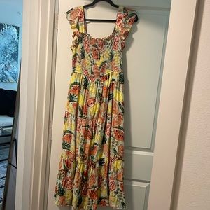By the River fruit print maxi dress